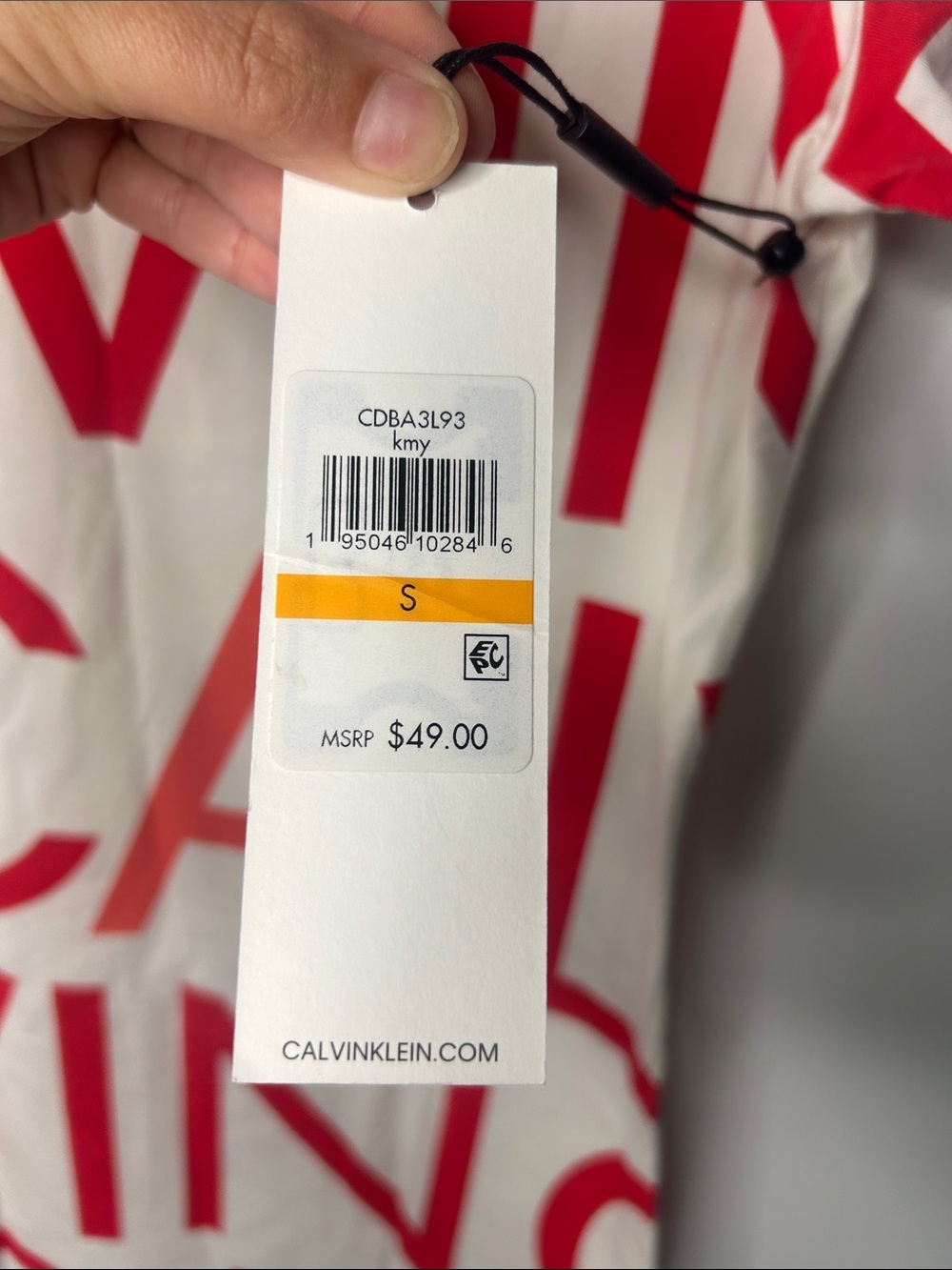 Calvin Klein White Tee Dress with Bold Red Logo - Picture 2 of 6